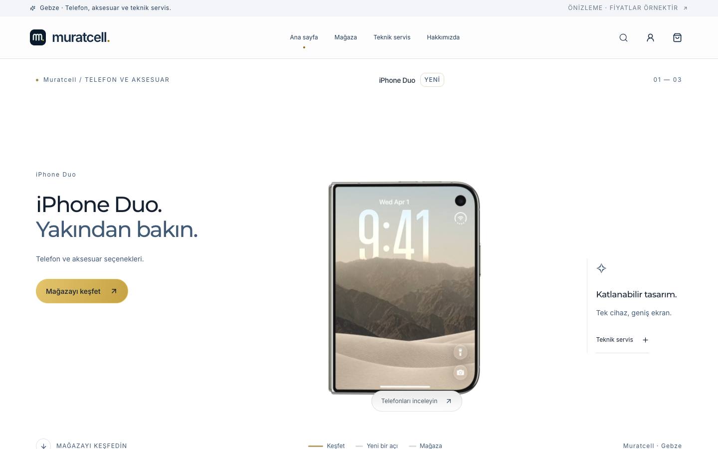 Phone repair and sales website, desktop view